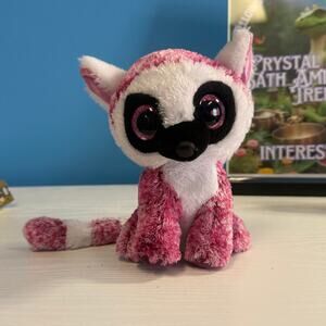 TY Beanie Boo LeeAnn Pink Lemur Plush Toy | EUC Rare Retired Soft Stuffed Animal